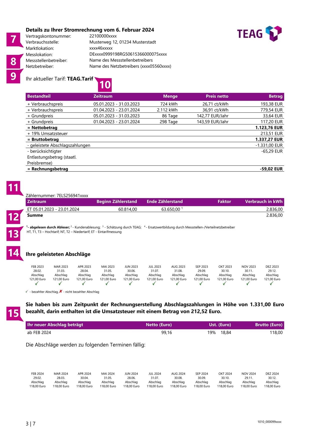 Musterrechnung | TEAG Thüringer Energie